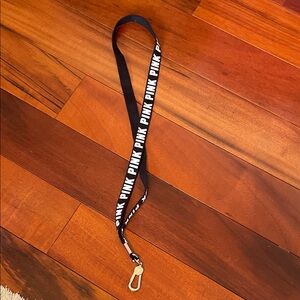 PINK Victoria's Secret Black Lanyard with Pink Logo